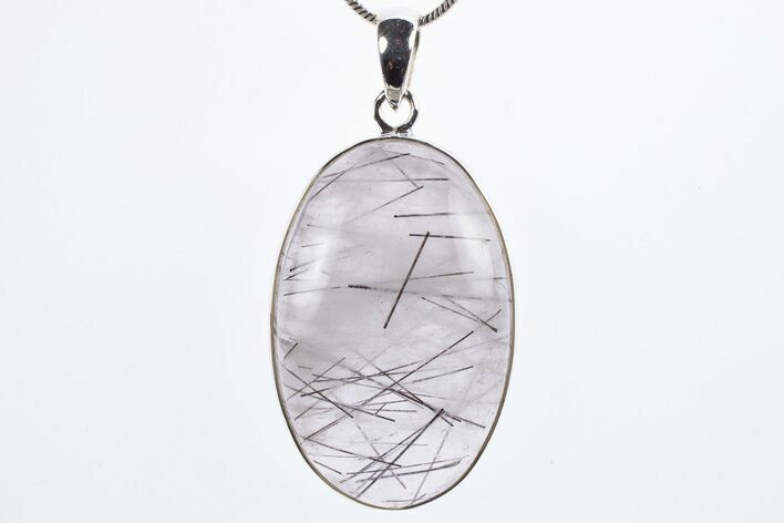 Glassy Tourmalinated Quartz Pendant - Sterling Silver #305033